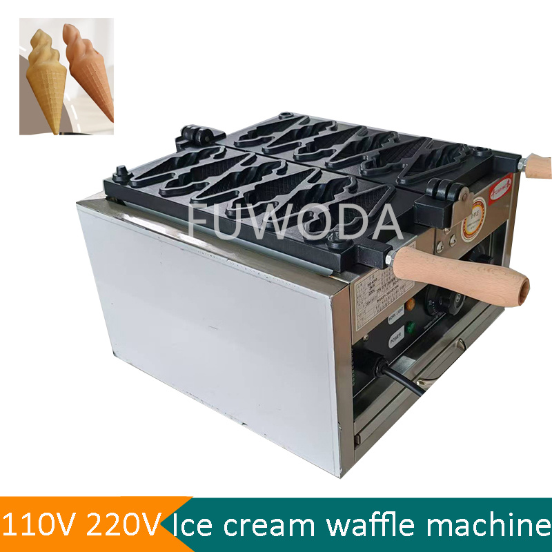 Waffle Cone Maker - เครื่องทำวาฟเฟิลไอศกรีมไฟฟ้า 6 ชิ้น ราคาโรงงาน เครื่องทำไท่ยากิไอศกรีม ขายดี